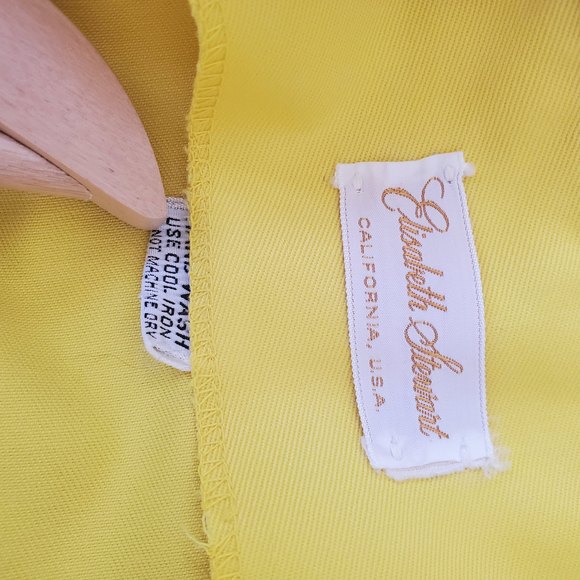 Vintage Elisabeth Stewart Mini Yellow Wood Button Accent Dress - Picture 5 of 6